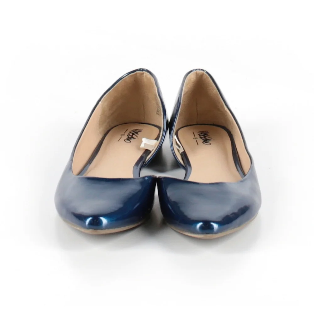 Metallic Blue Women's Pointed Toe D'Orsay Flat